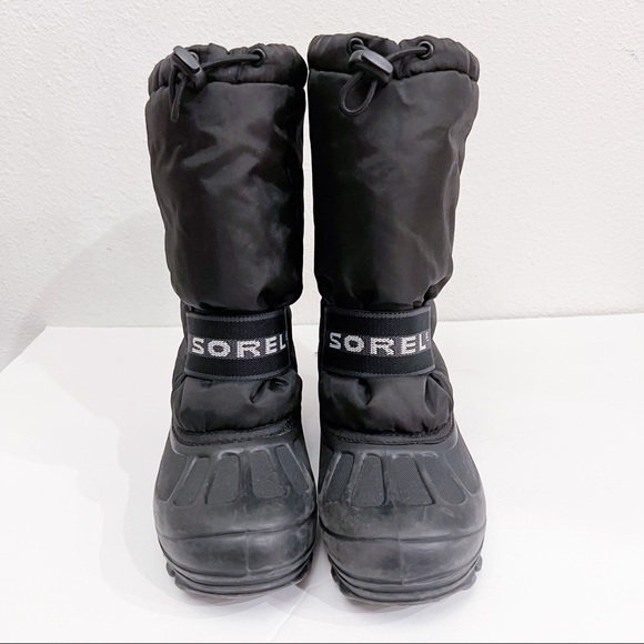 Sorel Cub Winter Insulated Rubber Sole Black Snow Boots Y7 W8.5 - Picture 5 of 16